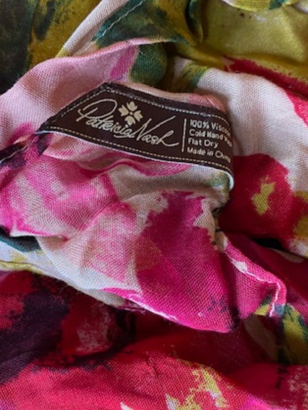 Patricia Nash floral scarf preowned 24" sq. bright colors - Picture 2 of 6